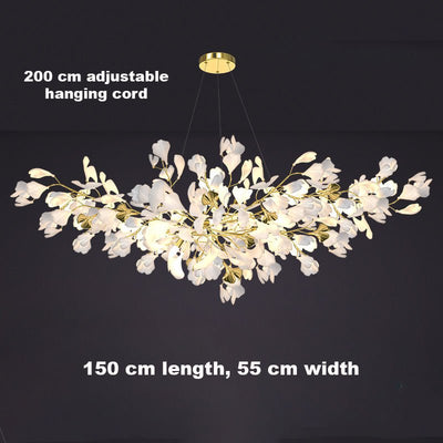 24 Light Gold Chandelier, Luxury Ginkgo Branch Chandelier for Staircase - cyranlamps