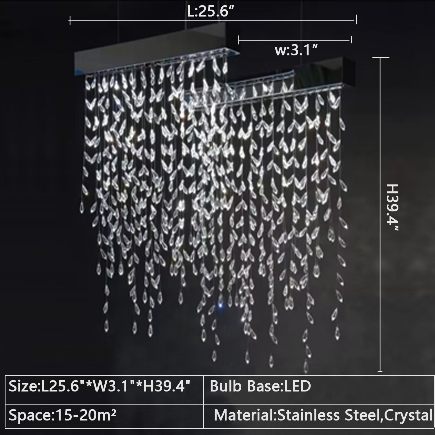 New Modern Creative Light Luxury Tassel Long Crystal Chandelier Designer Models Dining Table/Bar Light Fixture