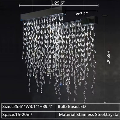 New Modern Creative Light Luxury Tassel Long Crystal Chandelier Designer Models Dining Table/Bar Light Fixture
