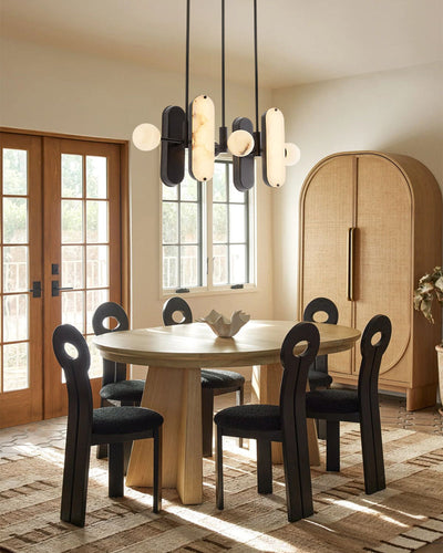 8-Light LED Linear Pendant Lighting in White Alabaster