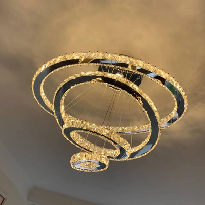 Light Luxury 5/6/7 Rings Crystal Chandelier for Staircase/Foyer/Villa