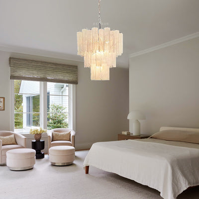 48-Tube Alabaster Chandelier, White