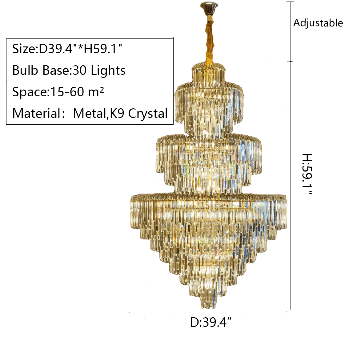 3 Layers Extra Large Living Room Chandelier Luxury Foyer Entryway Crystal Light Fixture - cyranlamps