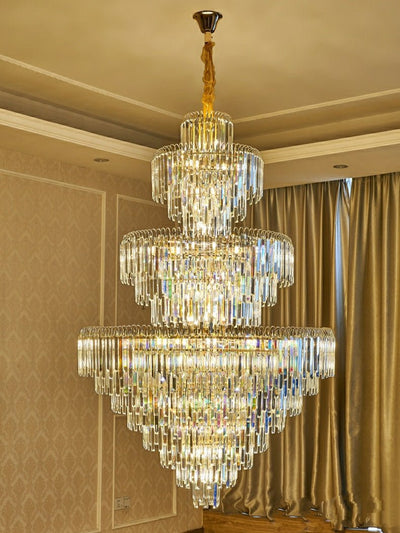 3 Layers Extra Large Living Room Chandelier Luxury Foyer Entryway Crystal Light Fixture - cyranlamps