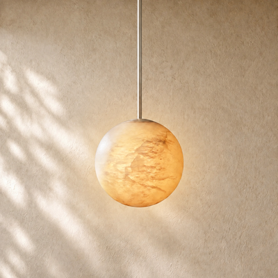 Hand-Carver Alabaster Globe Pendant
