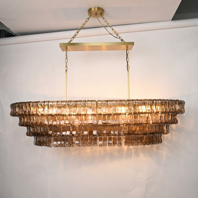 Ghiaccio Glass Oval Chandelier 54''65''