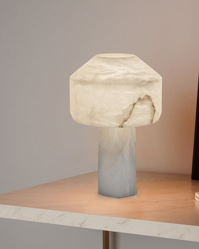 3 Ways Switch Dimmable Conial Alabaster Table Lamp 12in for bedroom