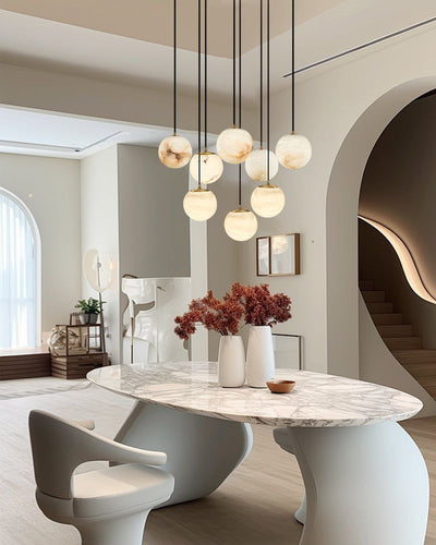 Small Alabaster Cluster Globes Ceiling Pendant Light For High Ceiling