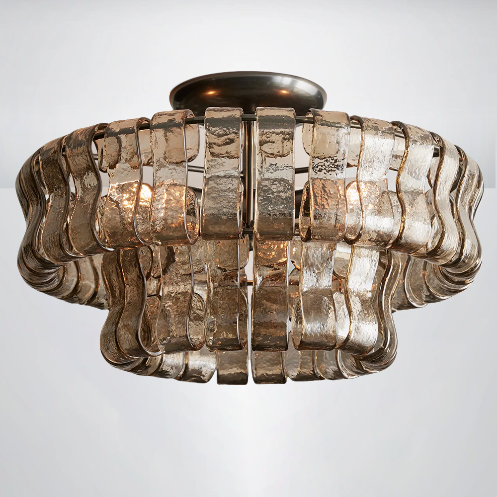 Callista 2-Tier Glass Round Flushmount Ceiling light 18"