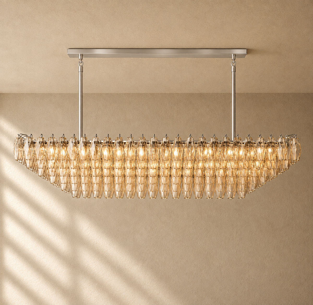 Chiaramn Glass Tired Rectangular Chandelier 54"74"