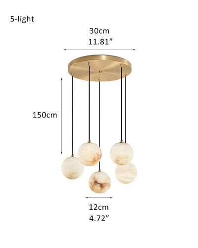 Small Alabaster Cluster Globes Ceiling Pendant Light For High Ceiling