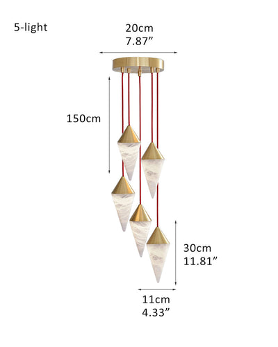 12 light Conical Cluster Minimalist Design Alabaster Pendant Light