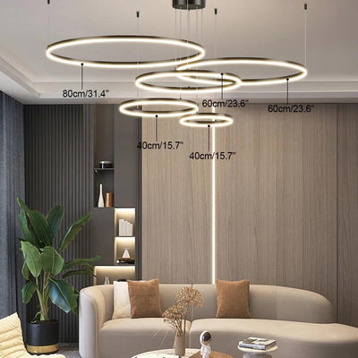 Grandeur Multi Rings Black Chandelier
