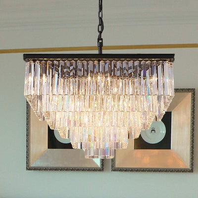 1920s Crystal Square Chandelier