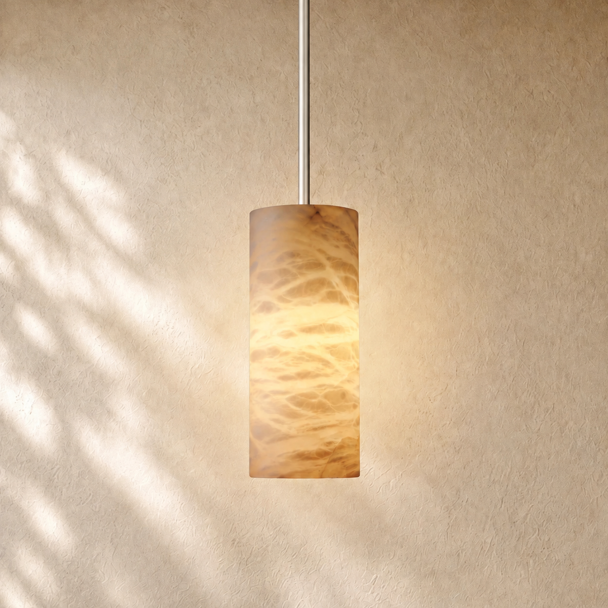 Hand-Carver Alabaster Cylinder Pendant
