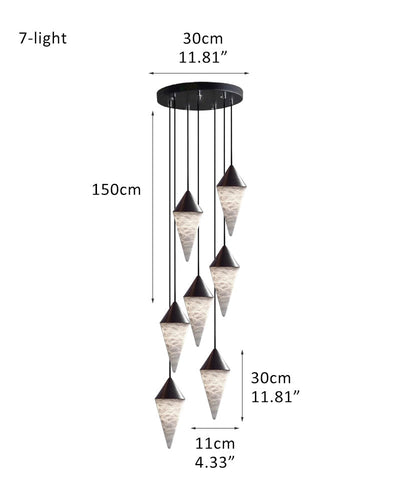 12 light Conical Cluster Minimalist Design Alabaster Pendant Light