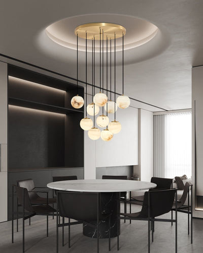 Small Alabaster Cluster Globes Ceiling Pendant Light For High Ceiling