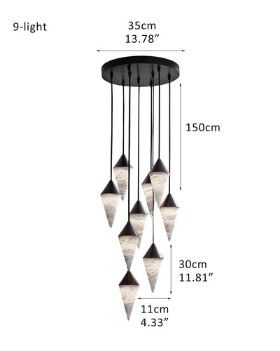12 light Conical Cluster Minimalist Design Alabaster Pendant Light