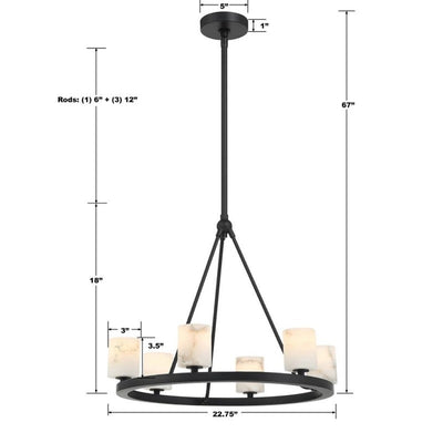 Estate 6 Light Chandelier Alabaster