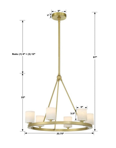 Estate 6 Light Chandelier Alabaster