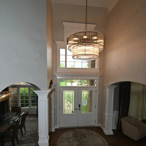 San Marcon Glass Two-Tier Round Chandelier