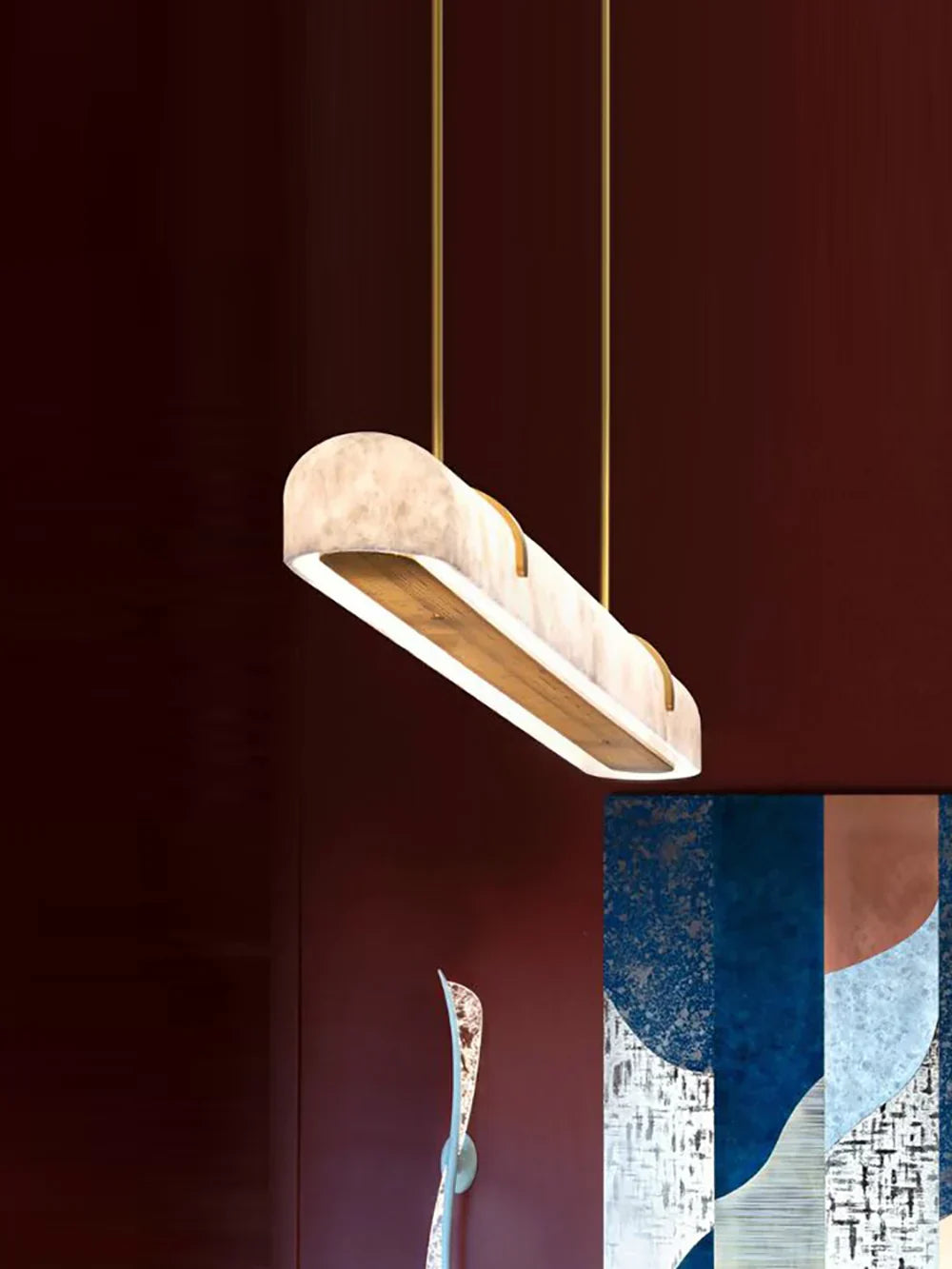 Linear Alabaster Chandelier, Kitchen Island Pendant Light