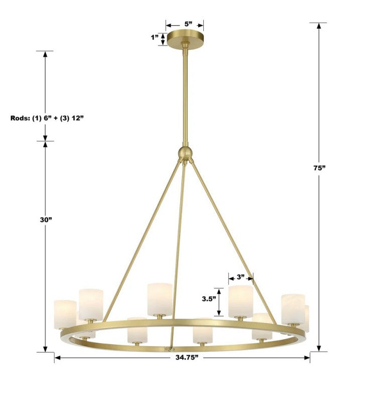 Estate 10 Light Chandelier Alabaster