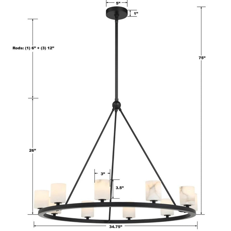 Estate 12 Light Chandelier Alabaster