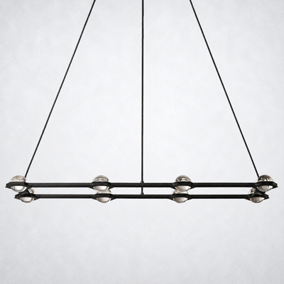 Dorian Crystal Ball Rectangular Chandelier 54"