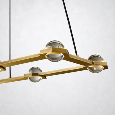 Dorian Crystal Ball Rectangular Chandelier 54"