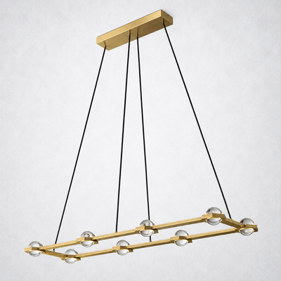 Dorian Crystal Ball Rectangular Chandelier 54"