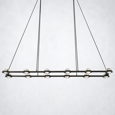Dorian Crystal Ball Rectangular Chandelier 72"