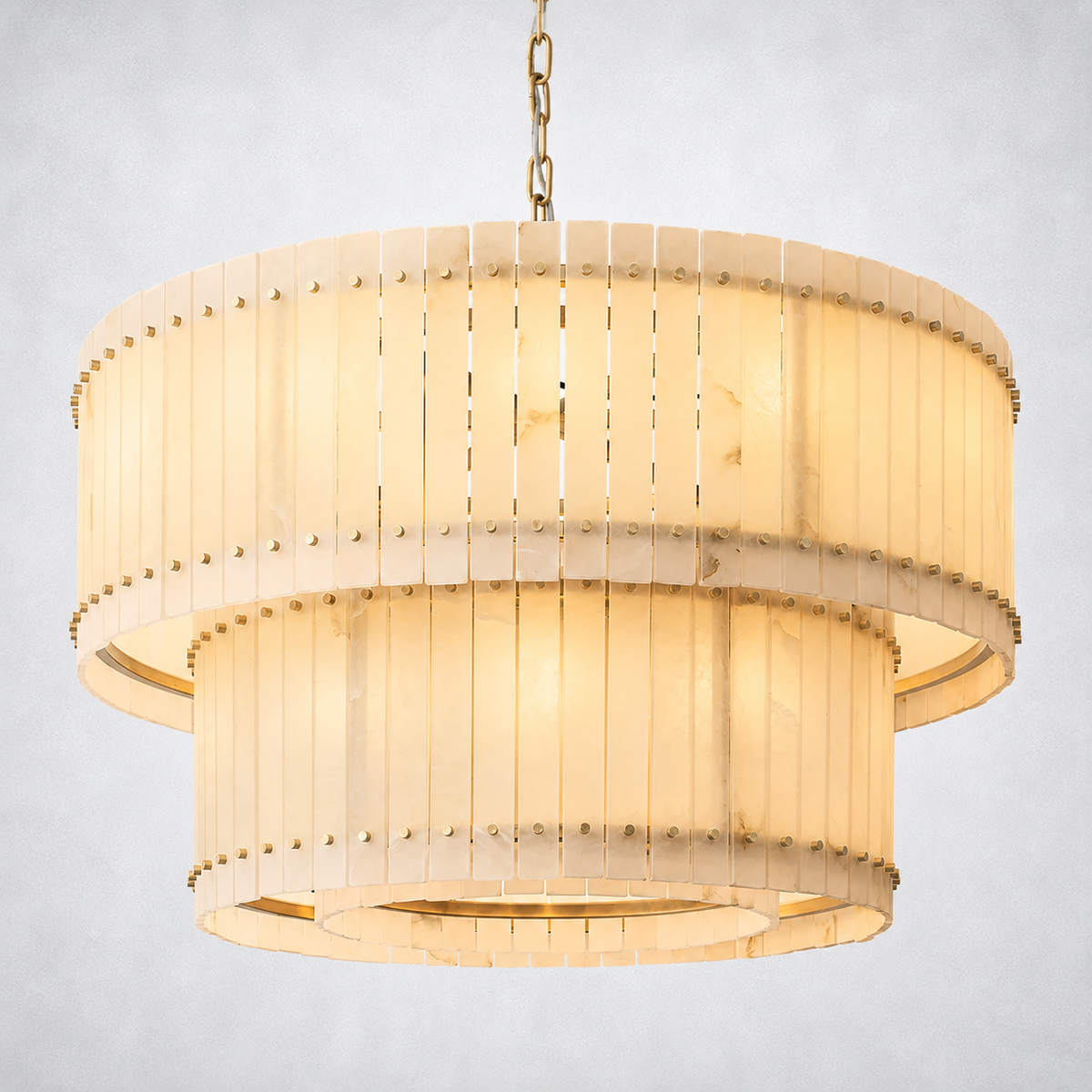 Sorella Alabaster Round Tiered Chandelier 48"