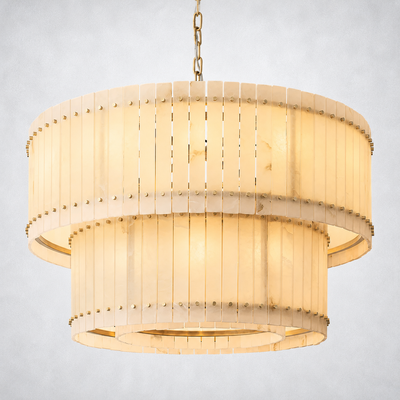 Sorella Alabaster Round Tiered Chandelier 48"