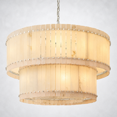 Sorella Alabaster Round Tiered Chandelier 48"
