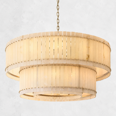 Sorella Alabaster Round Tiered Chandelier 60"