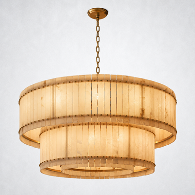 Sorella Alabaster Round Tiered Chandelier 60"