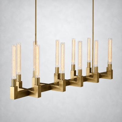 Imperial Glass Linear Chandelier 67"