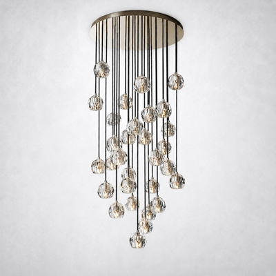 Meridian Clear Crystal Cluster Chandelier 30"