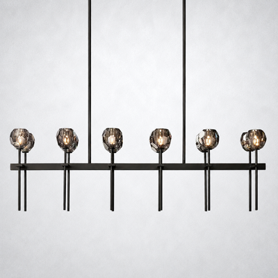 Meridian Cristal Double Linear Smoke Chandelier 60"