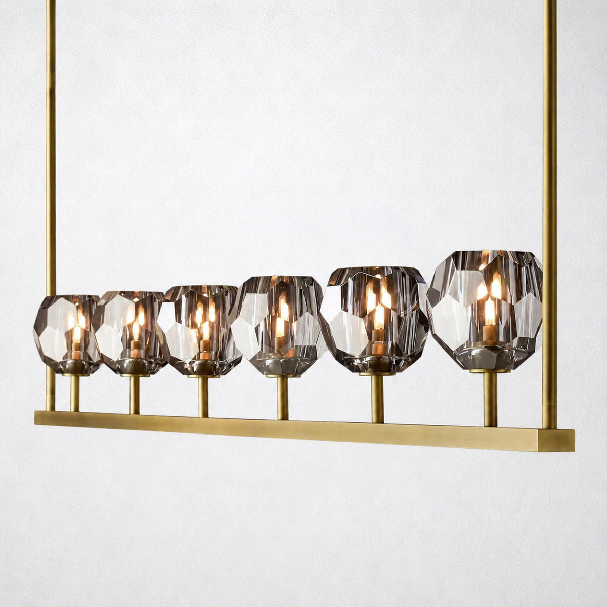 Meridian Cristal Linear Chandelier Smoke 60"