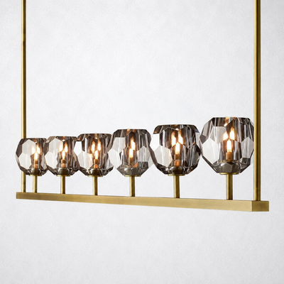 Meridian Cristal Linear Chandelier Smoke 60"