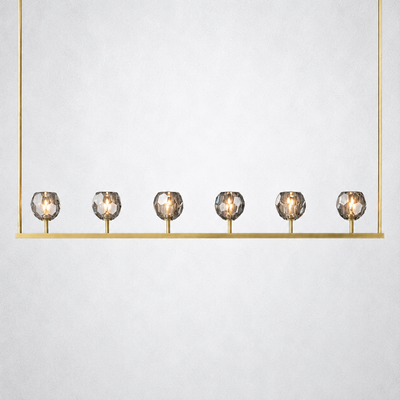 Meridian Cristal Linear Chandelier Smoke 60"