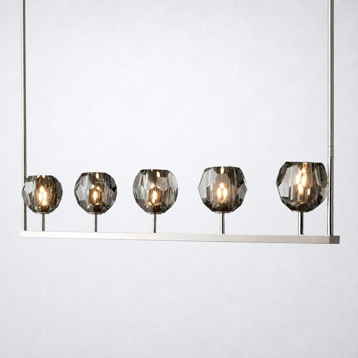 Meridian Cristal Linear Chandelier Smoke 48"