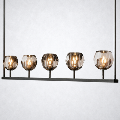 Meridian Cristal Linear Chandelier Smoke 48"