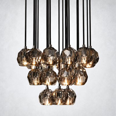 Meridian Smoke Crystal Cluster Chandelier 24"