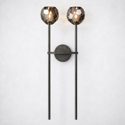 Meridian Smoke Crystal Grand Double Sconce 28''