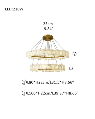 3-Tier Stairwell Alabaster Disk Chandelier with Long Cord