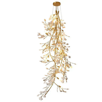 Ceramic Ginkgo Staircase  Long Branch Chandelier