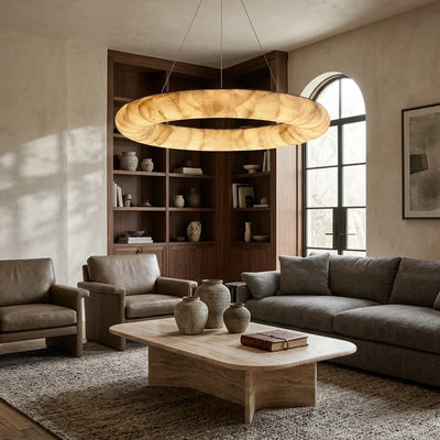 Livage Lisse Round Chandelier with Alabaster Shade